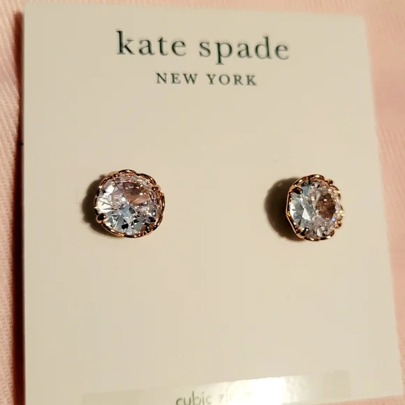 NWT Kate Spade Goldtoned Crystal Cubic Zirconia Earrings with dust bag - Picture 4 of 6